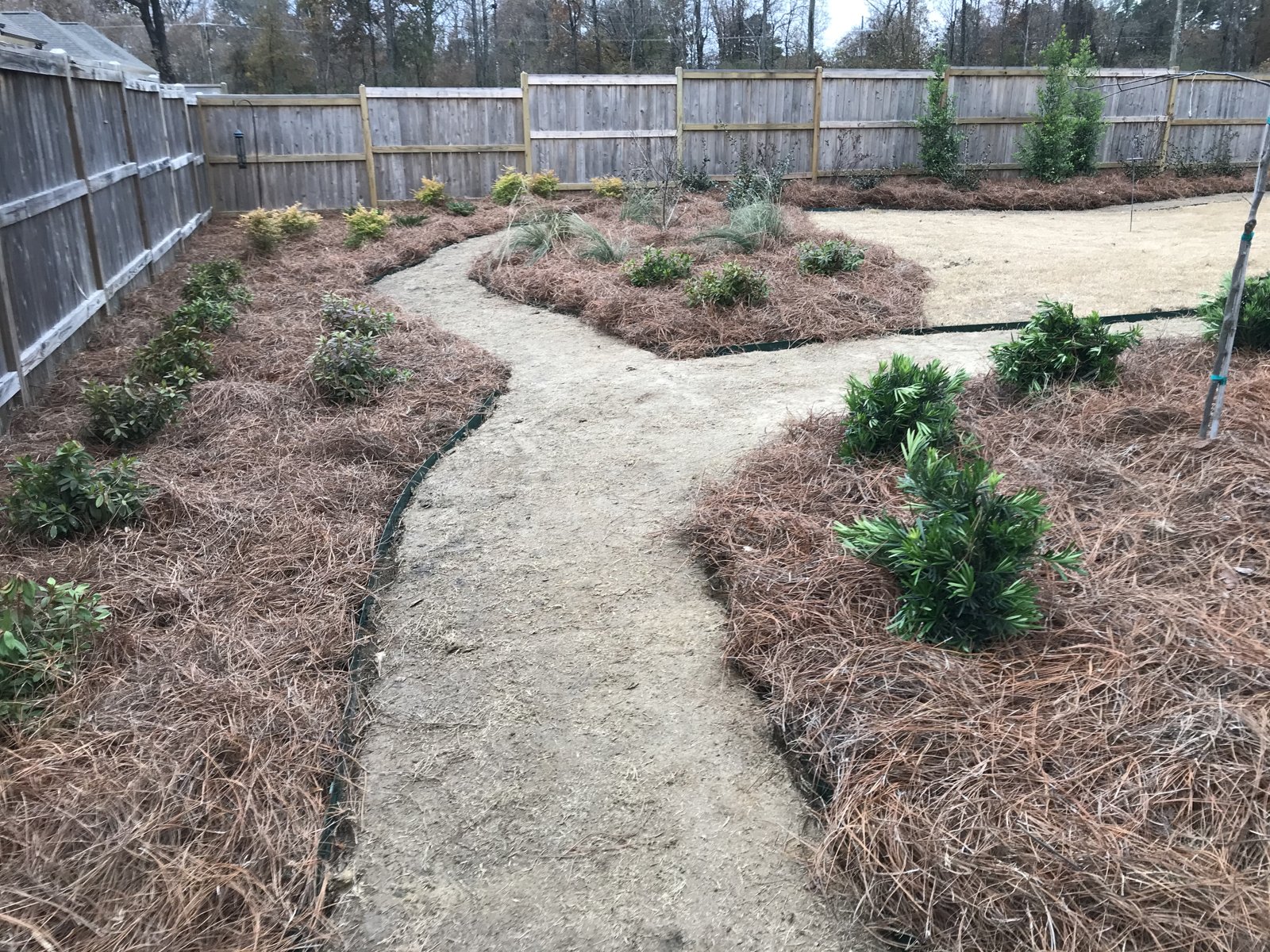 Original finished planting beds and walkways