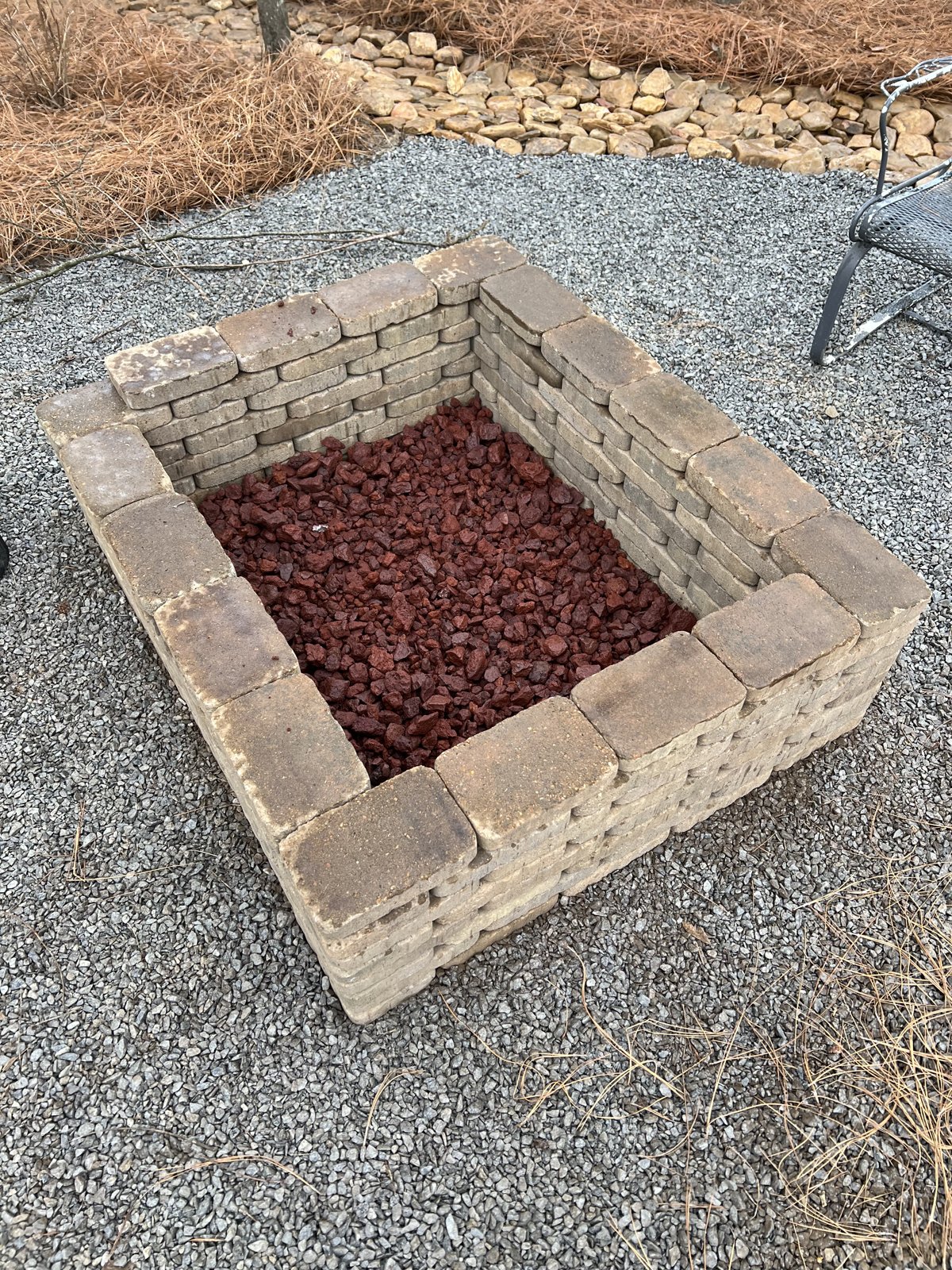 Completed block fire pit